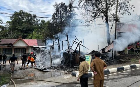 Kobaran Api Ludeskan Bakul Daun dalam Hitungan Menit